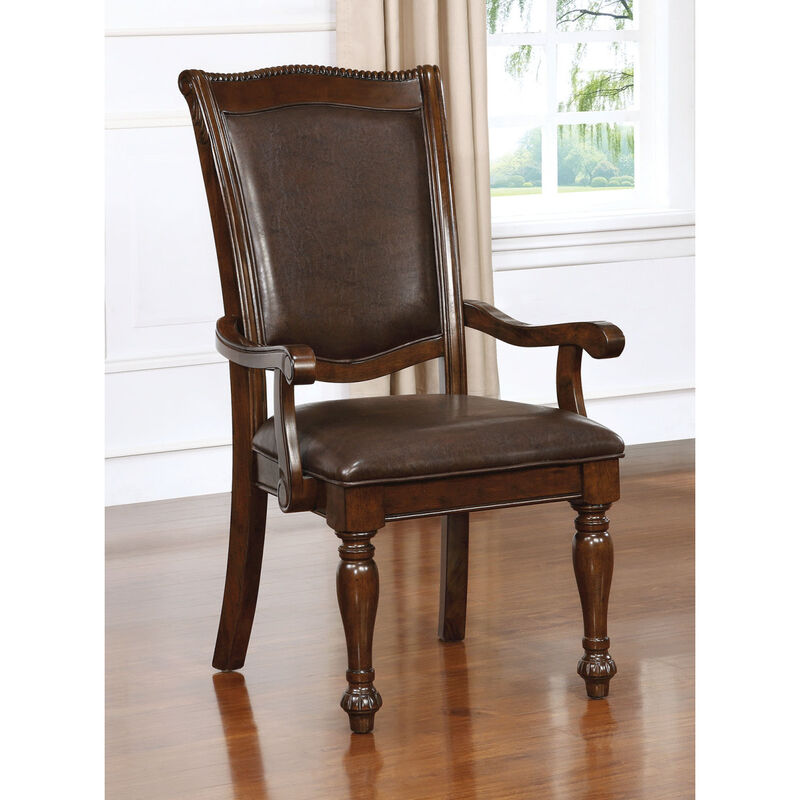 Cherry Wood Dining Chairs Set Of 2 - Traditional Style