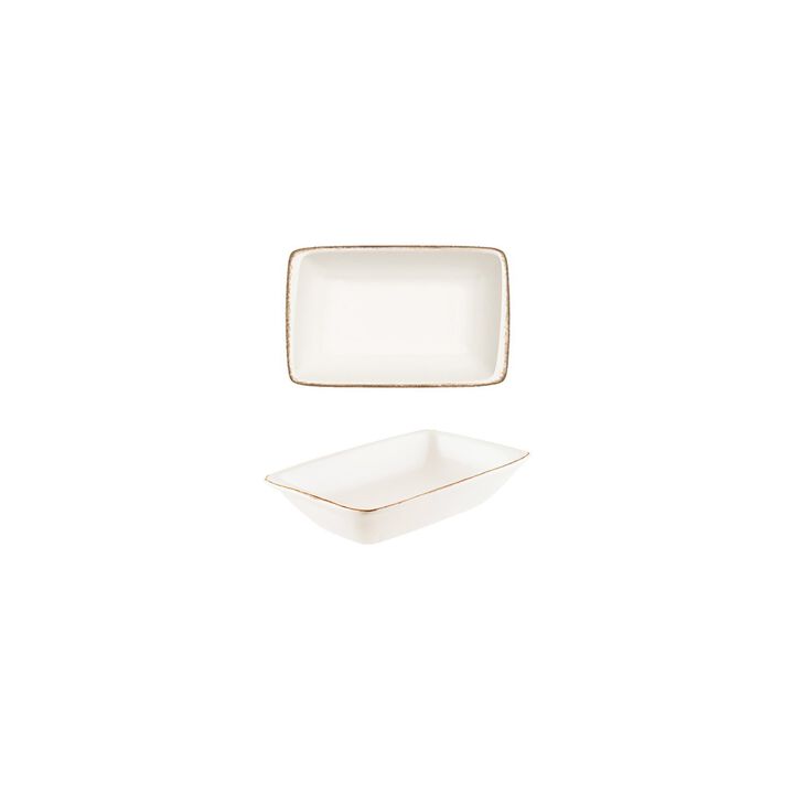 Retro 6" x 3.75" x h:1.25" 6 oz. Rectangular Decorated Porcelain Deep Plate (Set of 2)