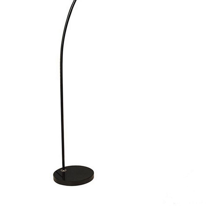 Floor Lamp with Arched Extendable Neck and Marble Base, Black-Benzara