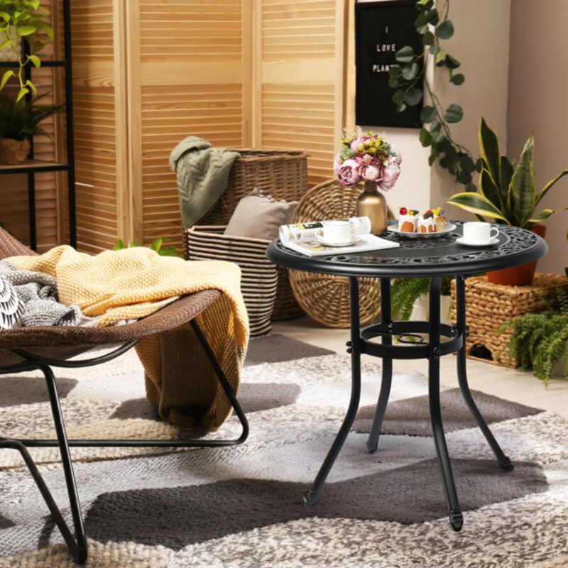 Outdoor Round Dining Table Weather-Resistant Patio Table for Backyard & Garden