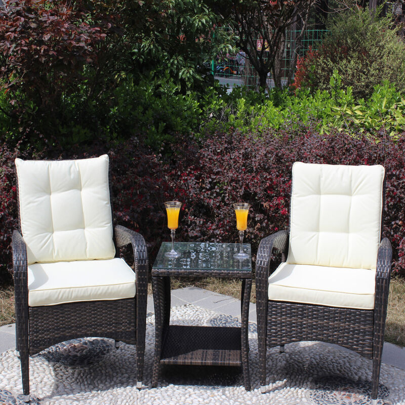 Outdoor Patio Furniture Sets 3 Piece Conversation Set Wicker Rattan Sectional Sofa With Seat