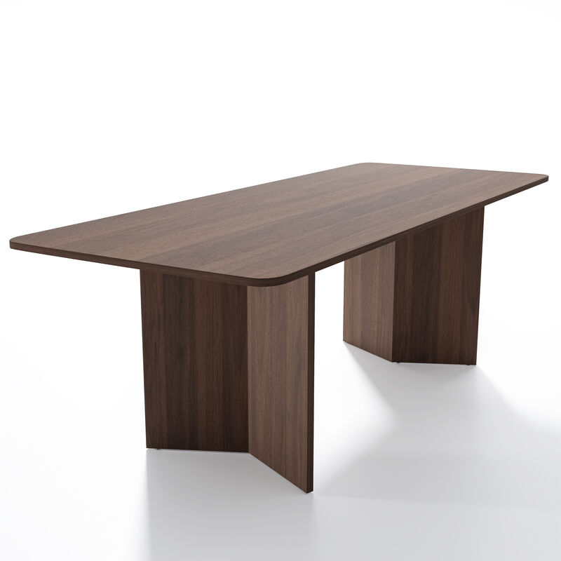 Brix 79V-Shaped Leg Square Wooden Dining Table in Walnut Color