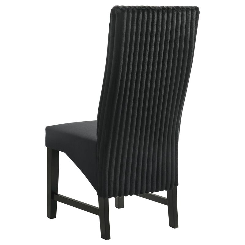 Ranna Dining Chair Set of 2, Black Velvet Foam Cushions, Hardwood - Benzara