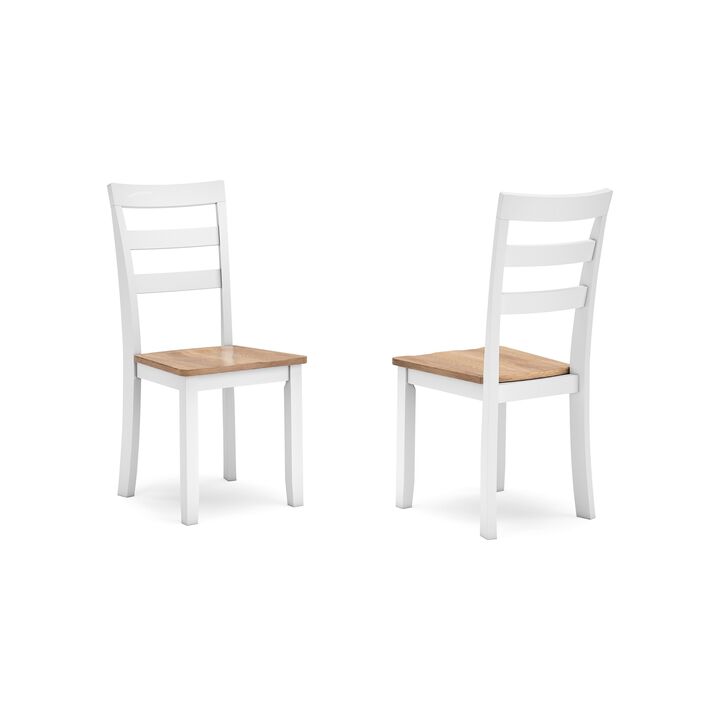 Gasy Dining Chair Set of 2, 22 Inch White and Brown Mango Wood Veneer - Benzara