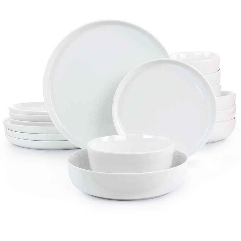 Gibson Home White Deco 16 Piece Fine Ceramic Dinnerware Set in White