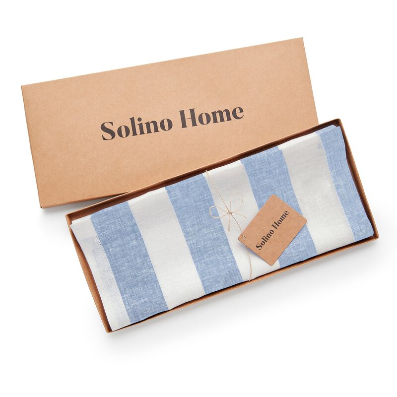 Solino Home 100% Pure Linen Table Runner | Cabana Stripe for Thanksgiving, Christmas