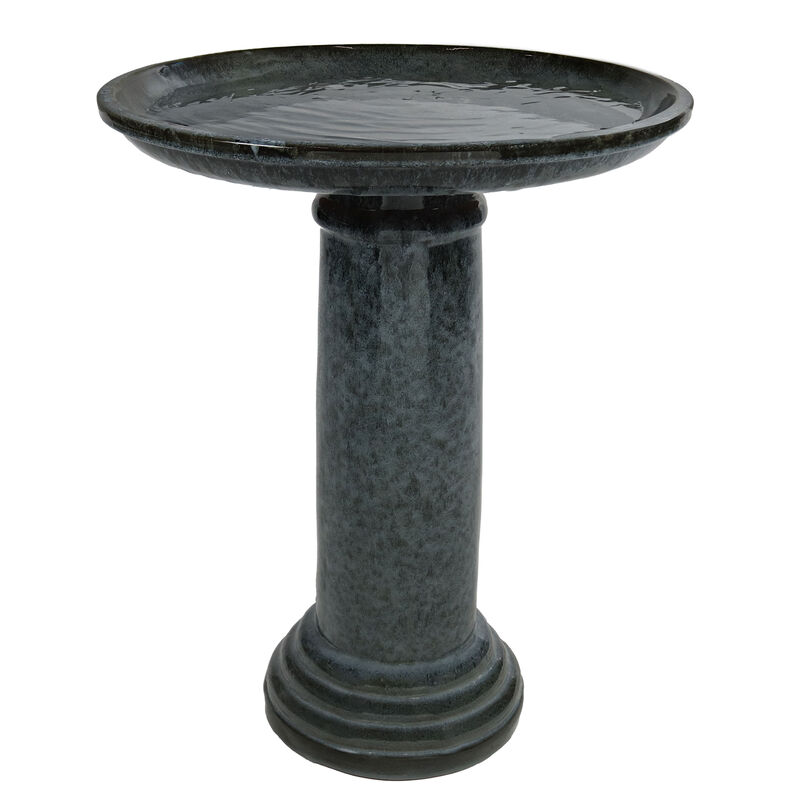 Sunnydaze Toulon Black Mist Ceramic Bird Bath - 24.5" H