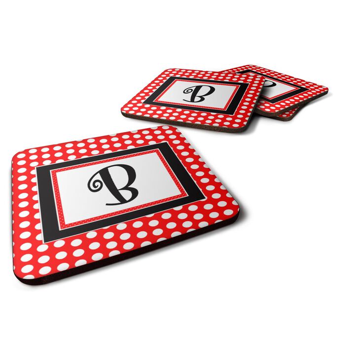 Caroline's Treasures CJ1012-BFC Monogram-Red Black Polka Dots Foam Coasters (Set of 4), Initial Letter B, 3.5 H x 3.5 W, Multicolor