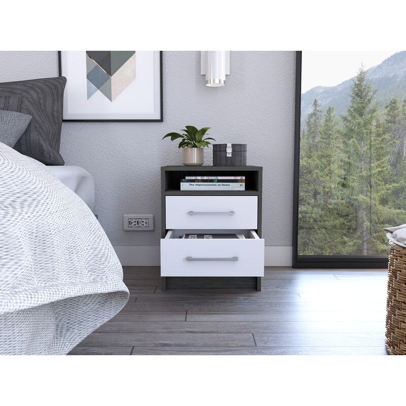 Streamdale Rowley 2-Drawer 1-Shelf Rectangle Nightstand Smokey Oak