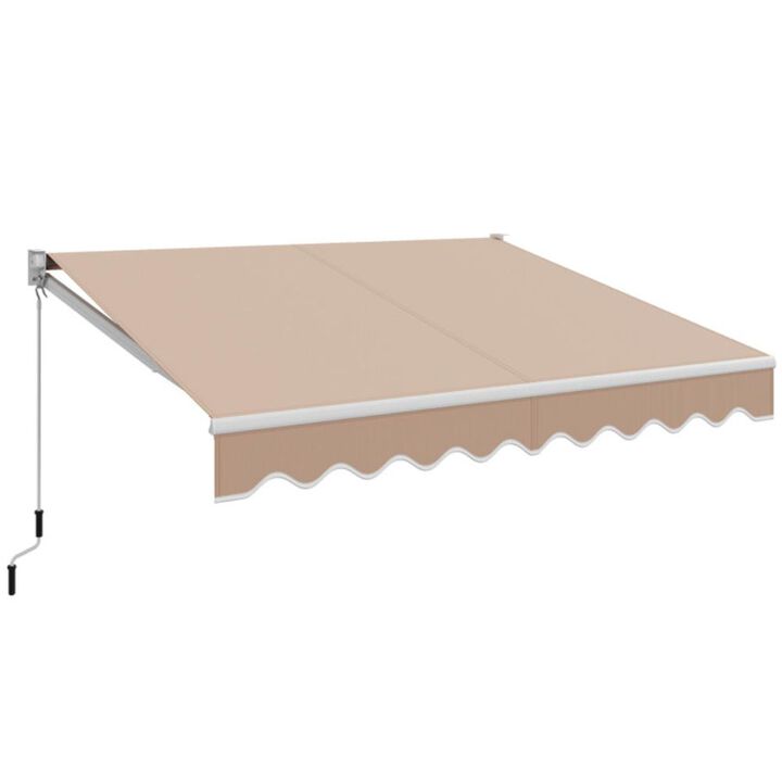 Hivvago 8 x 6.6 Feet Patio Retractable Awning with Manual Crank Handle