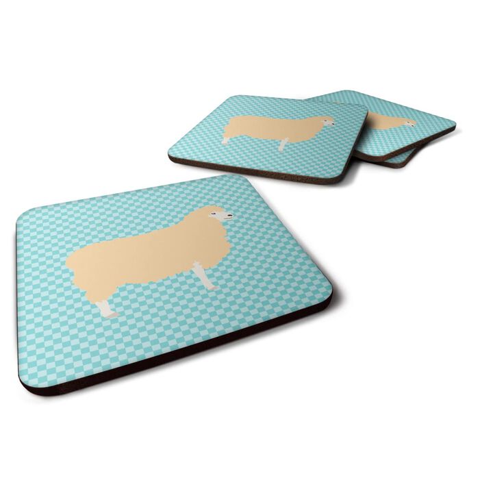 Caroline's Treasures English Leicester Longwool Sheep Blue Check Decorative coasters, 3.5, Multicolor
