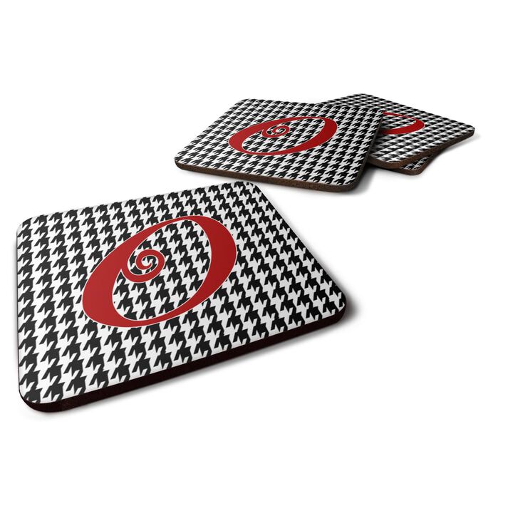 Caroline's Treasures CJ1035-OFC Monogram-Houndstooth Black Foam Coasters (Set of 4), Initial Letter O, 3.5 H x 3.5 W, Multicolor