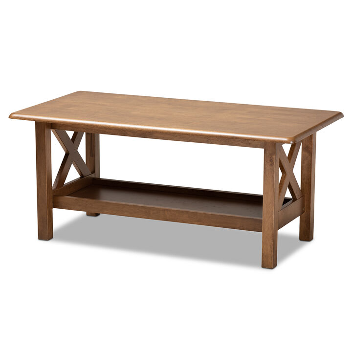 Baxton Studio Reese Transitional Walnut Brown Finished Rectangular Wood Coffee Table