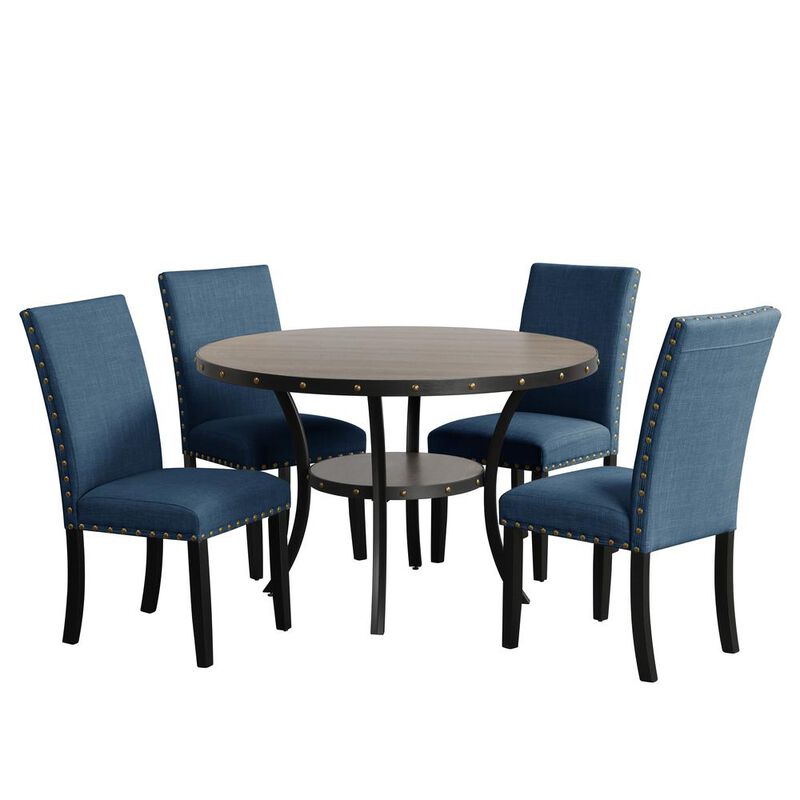 New Classic Furniture Furniture Crispin 48 Round Melamine Wood Dining Table in Gray