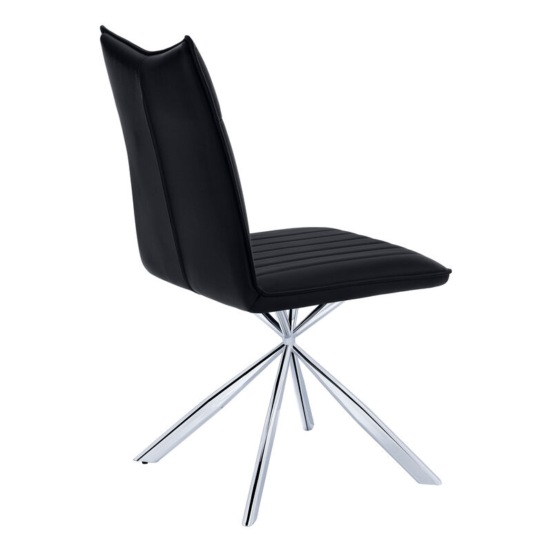 Monarch Specialties I 1213 Dining Chair, Set Of 2, Side, Upholstered, Kitchen, Dining Room, Pu Leather Look, Metal, Black, Chrome, Contemporary, Modern