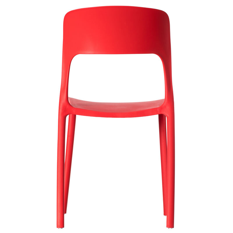 Modern Plastic Outdoor Dining Chair with Open Curved Back, Yellow Set of 2