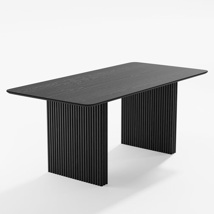 67 Abberton Black Oak Wood Rectangle Dining Table (Seats 6)