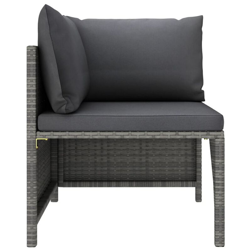 Avio 7pc Outdoor Modular Sofa Set with Ottoman, Dark Gray Poly Rattan - Benzara