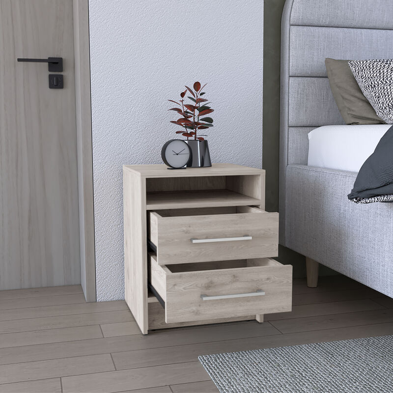 Streamdale Eter Nightstand, Superior Top, Two Drawers - Light Gray
