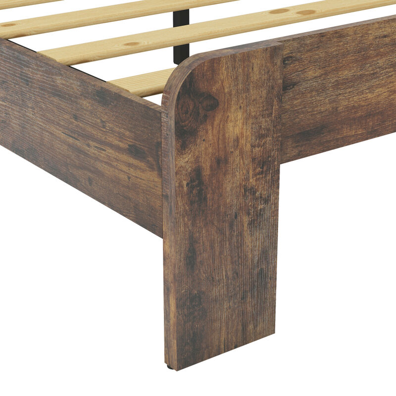 King Size Wood Platform Bed Frame with Storage