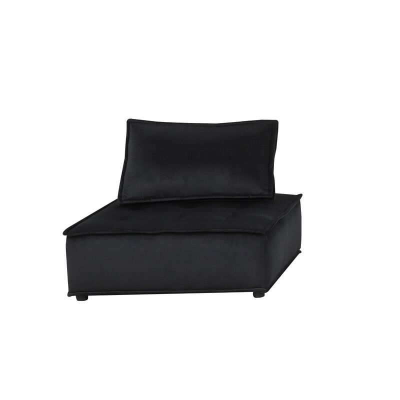 Anna Black Velvet 3 Pc Sectional Sofa Ottoman