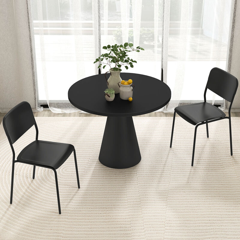Modern Dining Chairs Set of 4 with Tilted Backrest and Sturdy Metal Legs