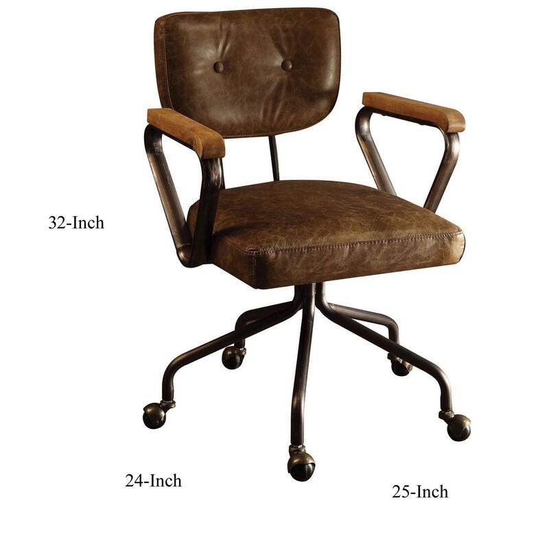 Metal & Leather Executive Office Chair, Brown