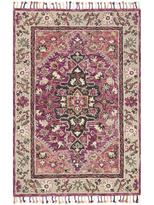 Zharah ZR05 Raspberry/Taupe 3'6" x 5'6" Rug