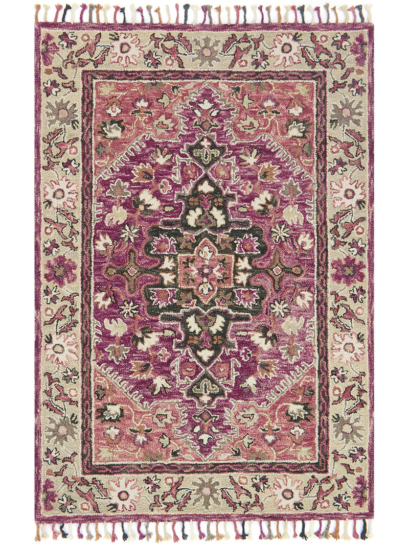 Zharah ZR05 Raspberry/Taupe 3'6" x 5'6" Rug