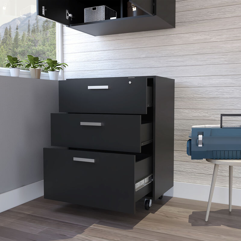 3 Drawers Storage Cabinet Lions, Garage, Black