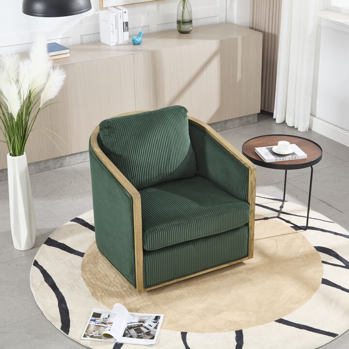 Merax Corduroy Swivel Barrel Chair Club Chair