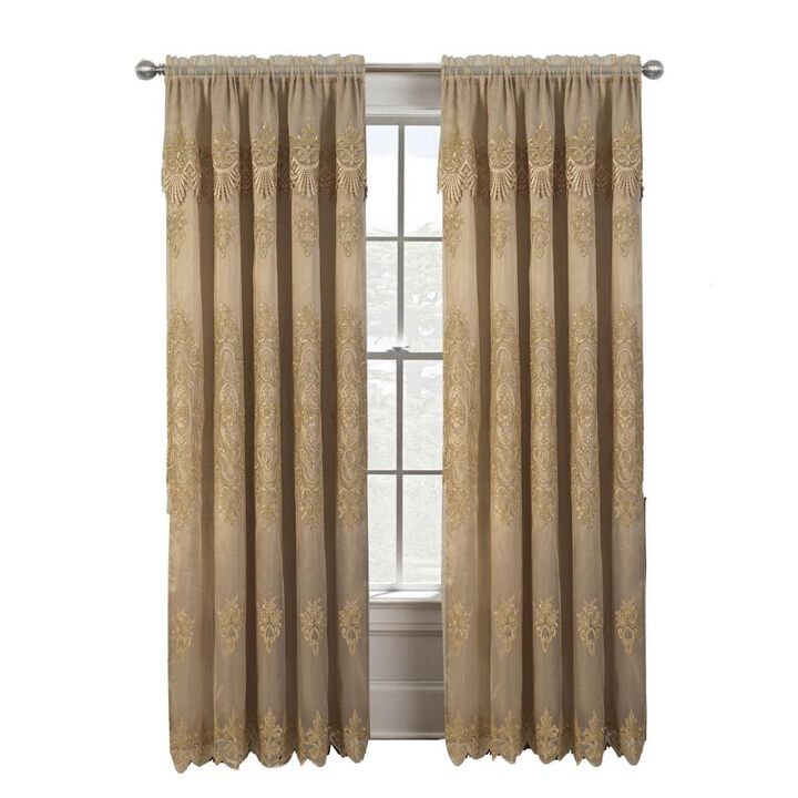 RT Designers Collection Dayton Emb Attached Valance Backing Blackout Window Curtains 50" x 84" Gold/Gold