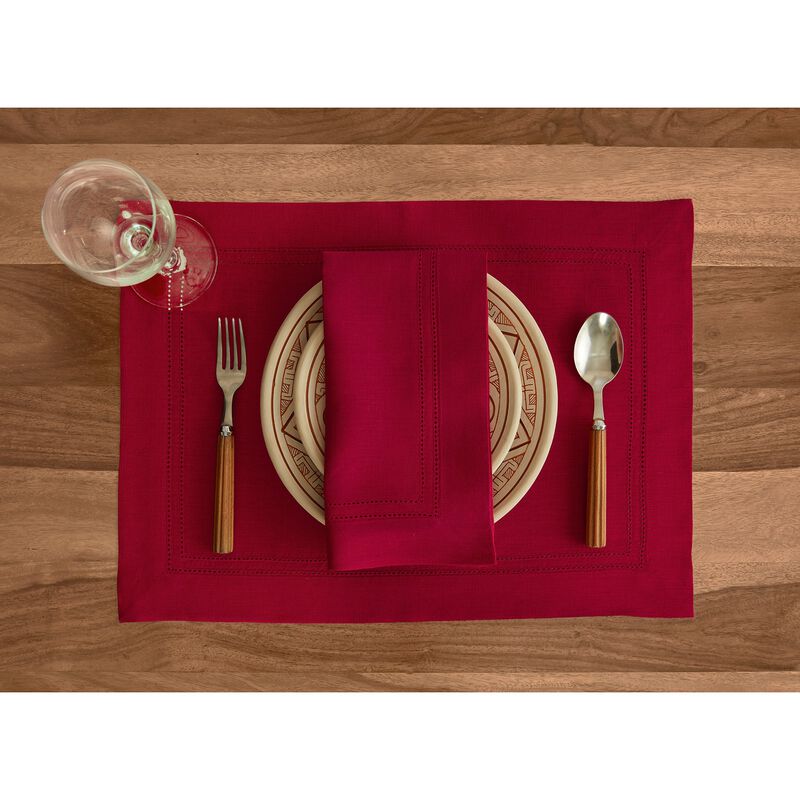 Solino Home 100% Pure Linen Double Hemstitch Dinner Napkins 20 x 20 Inch Set of 4