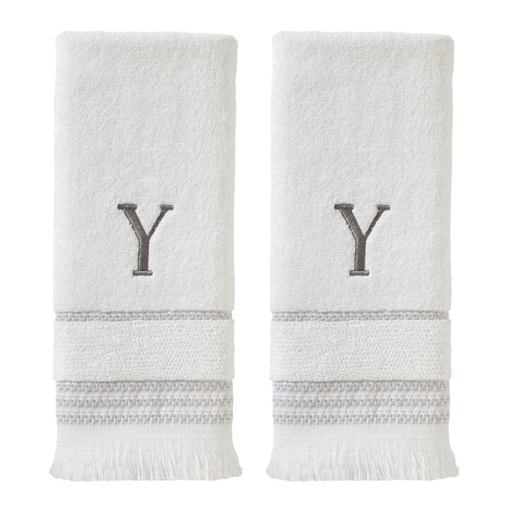 SKL Home By Saturday Knight Ltd Casual Monogram Hand Towel Set Y - 2-Count - 16X26", White