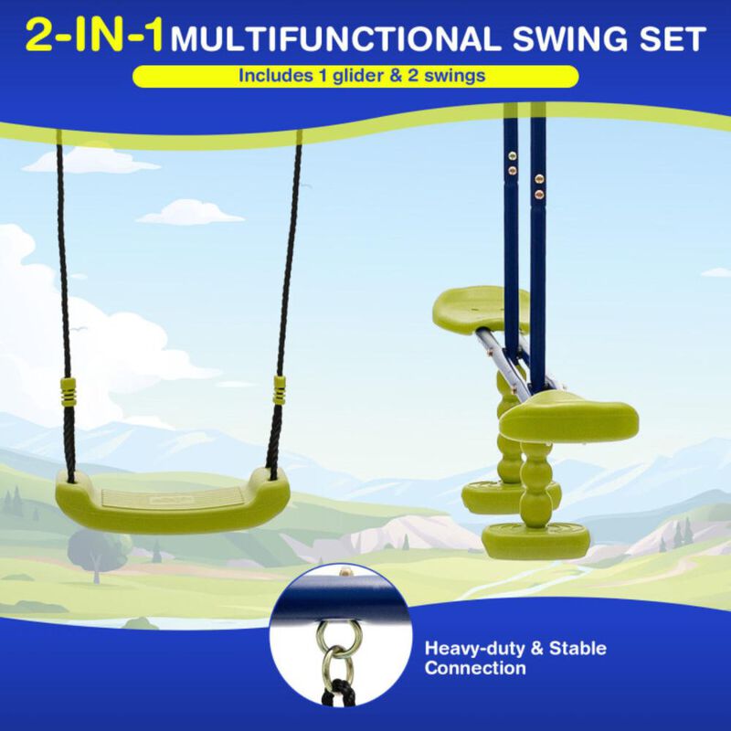 Hivvago 440 Pounds Kids Swing Set with Two Swings and One Glider