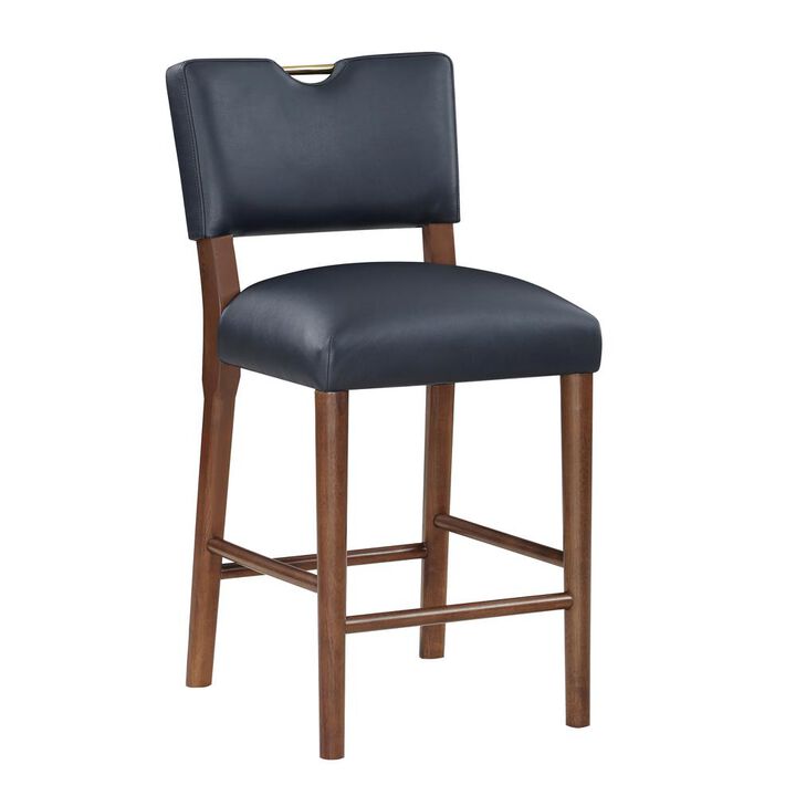Comfort Pointe Bonito Midnight Blue Faux Leather Wood Counter Height Stool