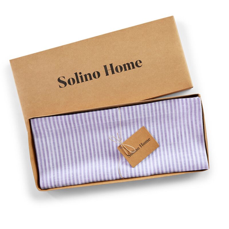 Solino Home 100% Pure Linen Placemats 14 x 19 Inch Set of 4 | Narrow Stripe