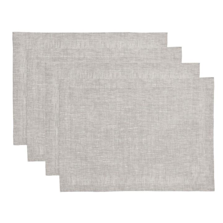 Solino Home 100% Pure Linen 14 x 19 Inch Placemats Set of 4 | Athena