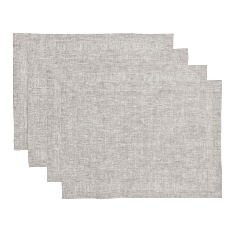 Solino Home 100% Pure Linen 14 x 19 Inch Placemats Set of 4 | Athena