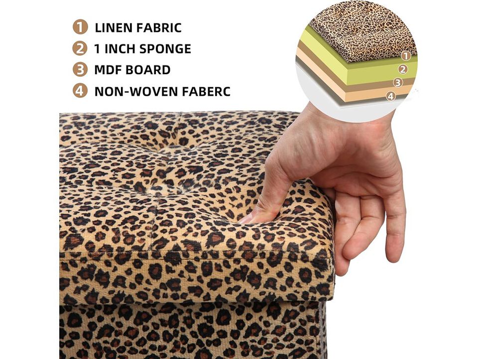 eMOUSE Storage Ottoman Bench Foldable Footrest
