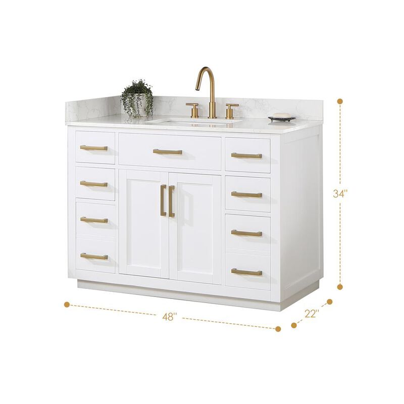 Altair 48 Single Bathroom Vanity in White without Mirror