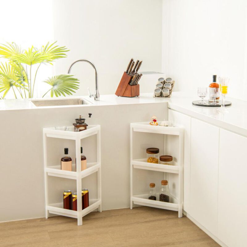 Hivvago 2 Pack 3-Tier Detachable Floor Corner Shower Shelf with Drainage Holes-White