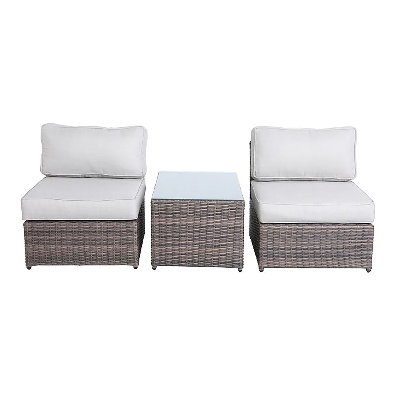 Living Source International Rattan Wicker Fully Assembled 2 - Person Seating Group with Cushions New Mixed Gray