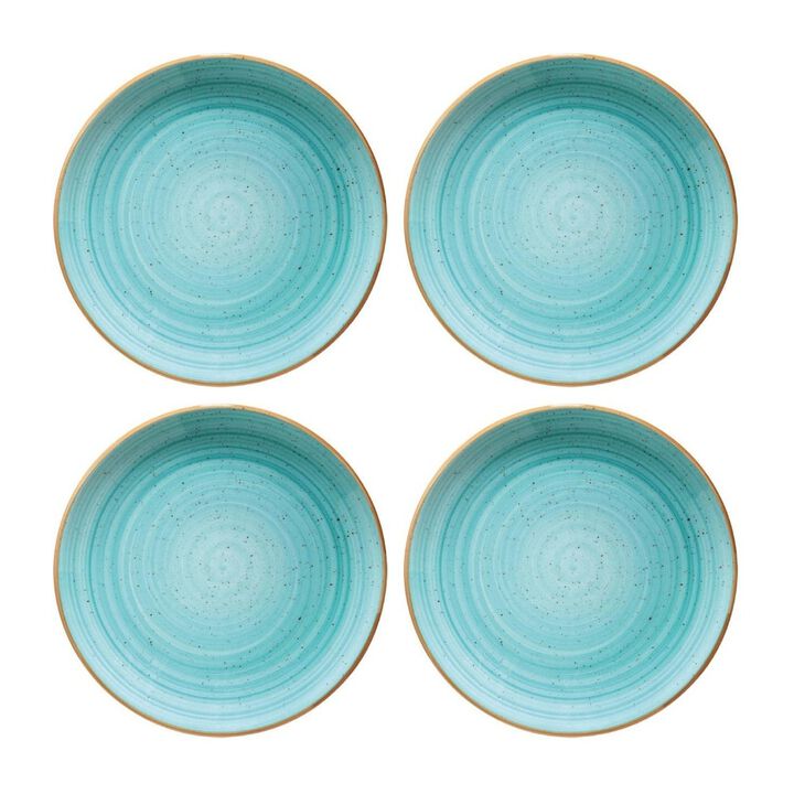Aqua dia.10" Round Blue Porcelain Plate (Set of 4)
