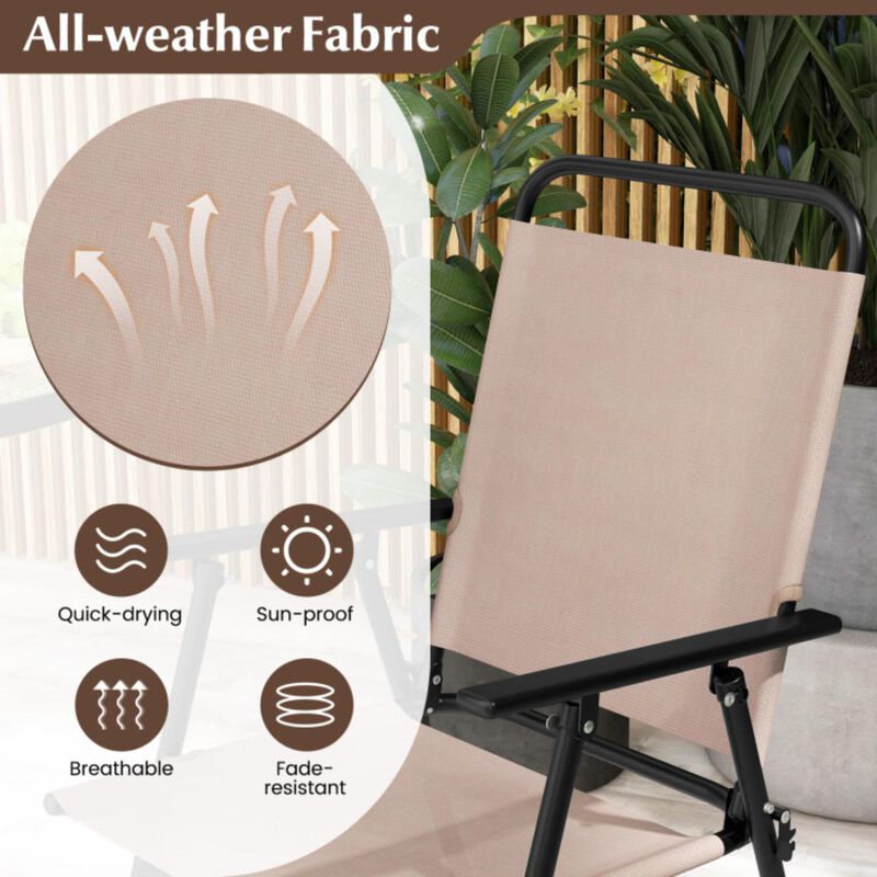 Hivvago 3 Pieces Outdoor Bistro Set with 2 Folding Chairs