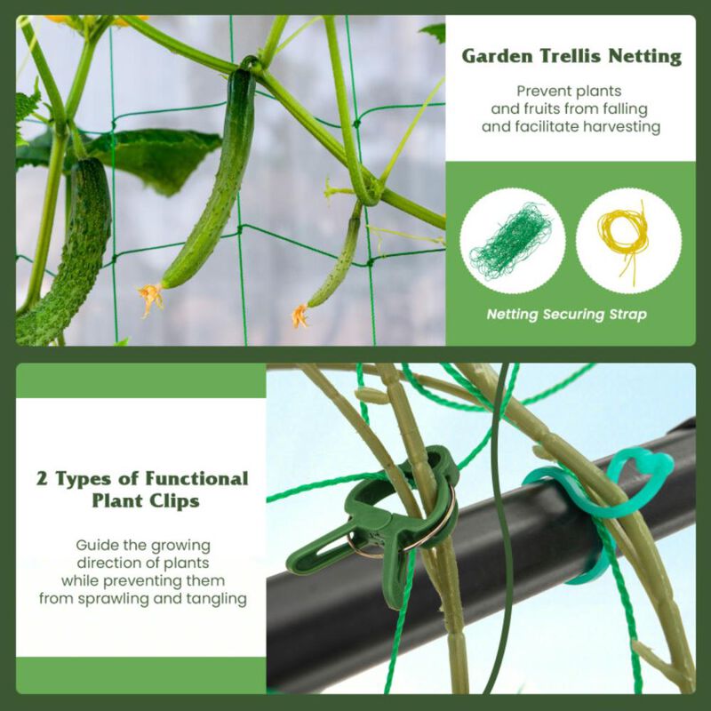 Hivvago A-Frame Garden Cucumber Trellis with Netting for Climbing Plants Outdoor