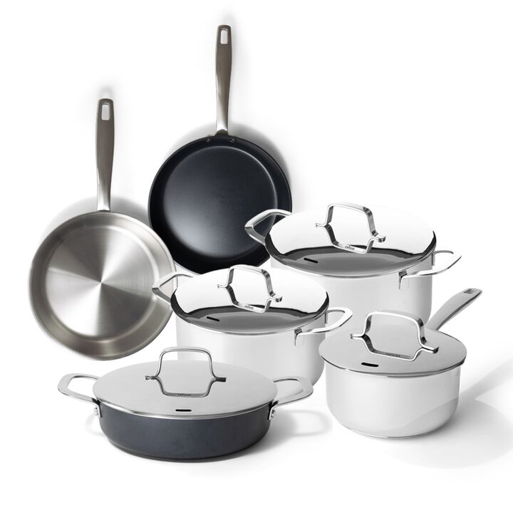 Alva Maestro 10-Piece Professional Cookware Collection - Premium Nonstick Frying Pans, Stock Pot, Saucepan & Saute Pan w/ Lid - Non-Toxic PFAS/PFOA/PTFE-Free Pots & Pans Set - All Stovetop Compatible