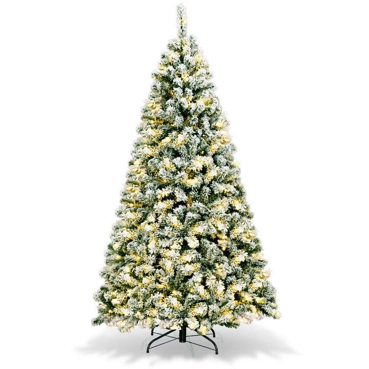 Pre-Lit Premium Snow Flocked Hinged Artificial Christmas Tree