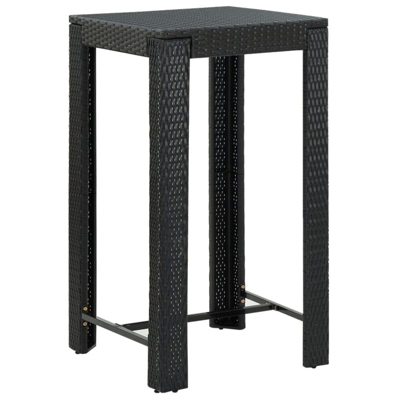 vidaXL Garden Bar Table Black 23.8"x23.8"x43.5" Poly Rattan