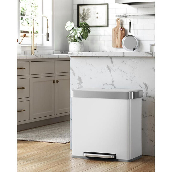 16 Gallon(2 x 8 Gallon) Dual Compartment Garbage Can
